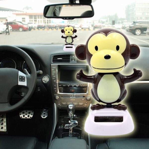 2 pcs Solar Powered Dancing Toy Swinging Monkey Bobbleheads Shaking Car Dashboard, Car Interior Decorations Gift, Toy, Car Accessories