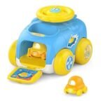 Catapult Car Educational Toy Car Motor Skills Montessori Toys Push Back Car Plastic Automatic Cartoon Sliding Catapult Ejection Shooting Car Toy for Kids Boys Girls