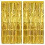 Gold Metallic Foil Curtains for Birthday Decoration Gold - Pack of 2