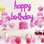HAPPY BIRTHDAY BALLUN IN HOT PINK AND HOT BLUE