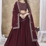 Stylish Red Gorgette Lehenga Choli