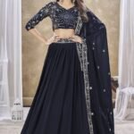 Stylish Blue Gorgette Lrhrnga Choli